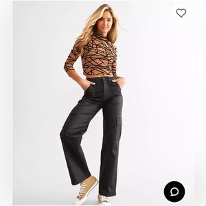 Hidden Logan Dad Coated Black Cargo Stretch Pant Size: 25 x 33